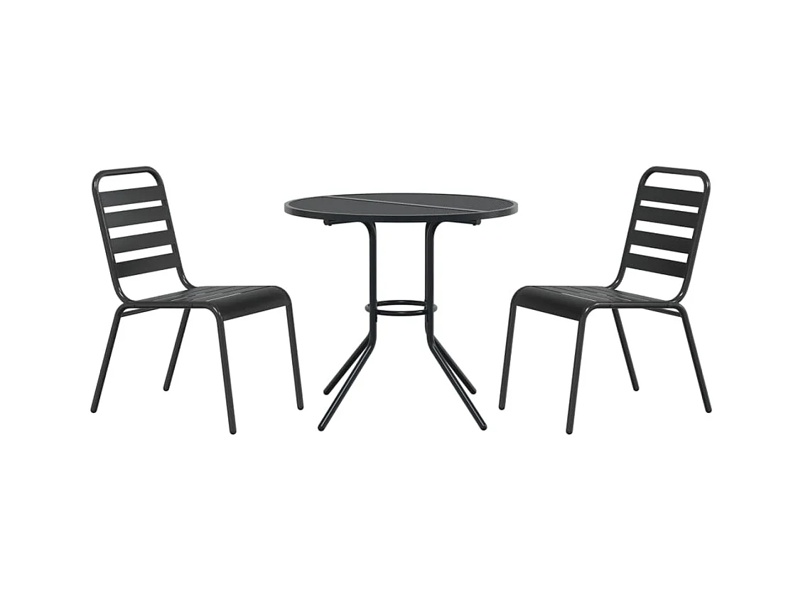 Miraya  Ensemble de chaises de jardin empilables 3 pcs anthracite
