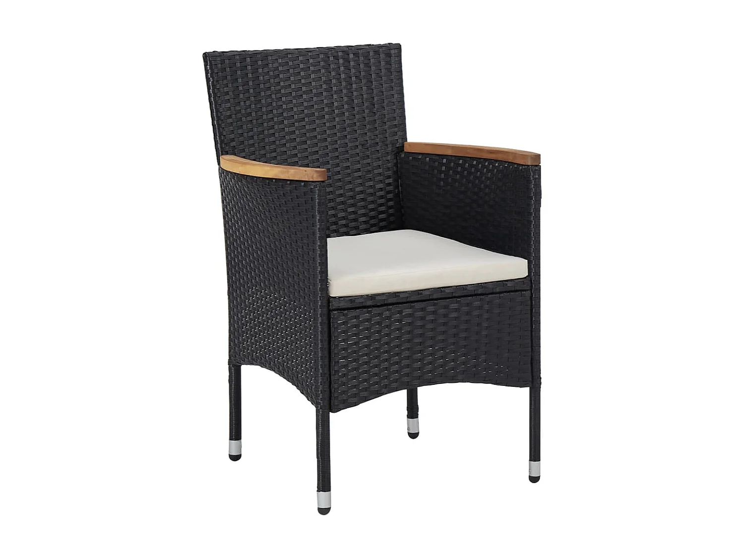 Sophie-Doriane  Set comedor jardín 5 pzas ratán sintético y madera acacia negro