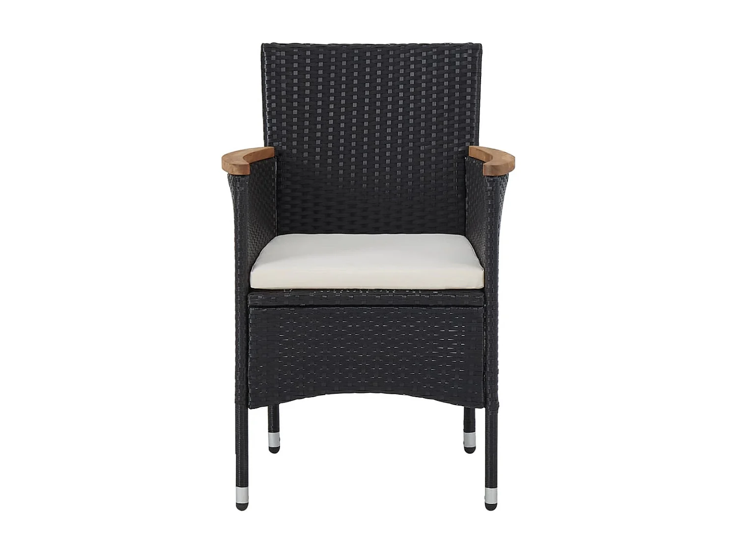 Sophie-Doriane  Set comedor jardín 5 pzas ratán sintético y madera acacia negro