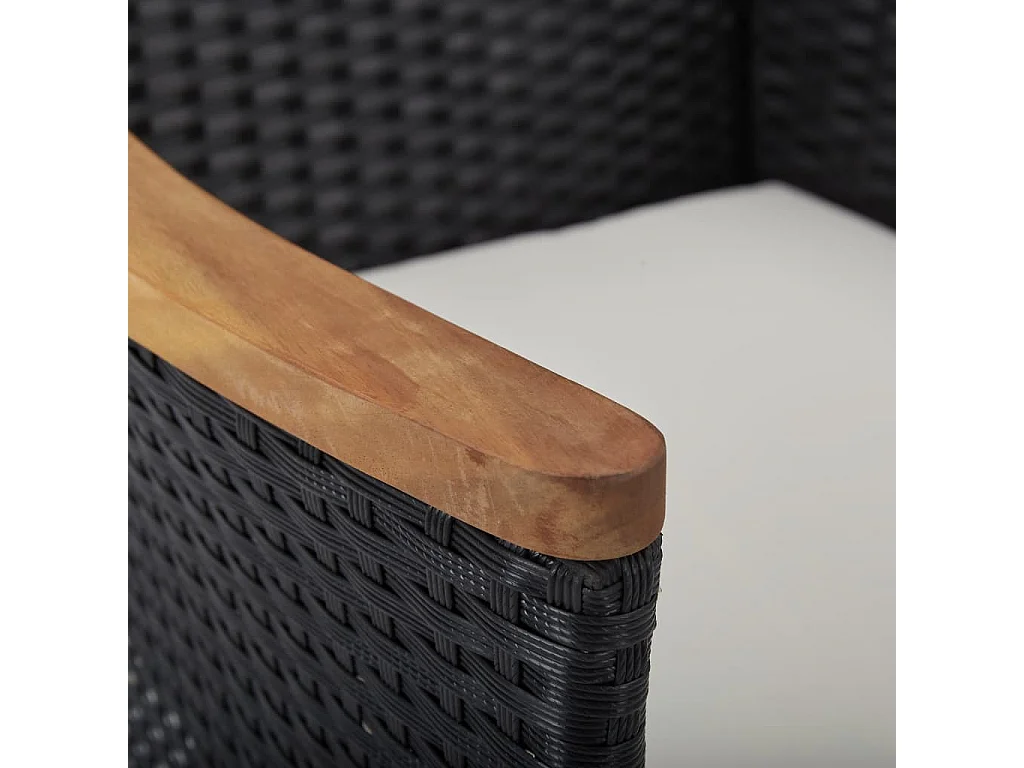 Sophie-Doriane  Set comedor jardín 5 pzas ratán sintético y madera acacia negro