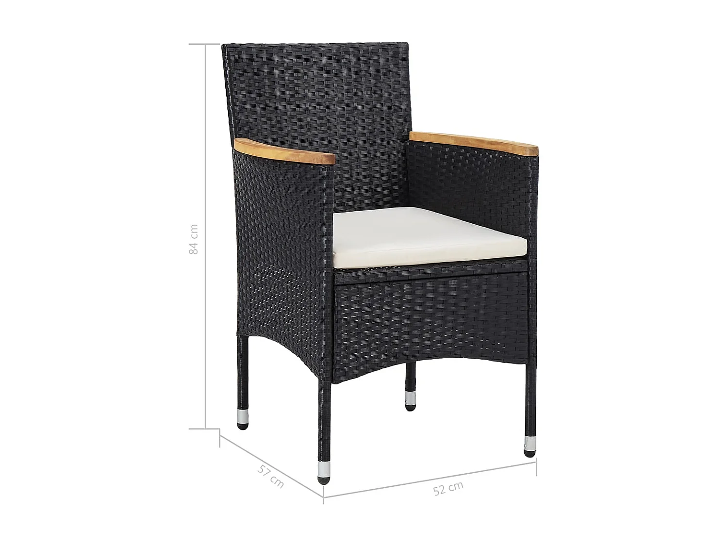 Sophie-Doriane  Set comedor jardín 5 pzas ratán sintético y madera acacia negro