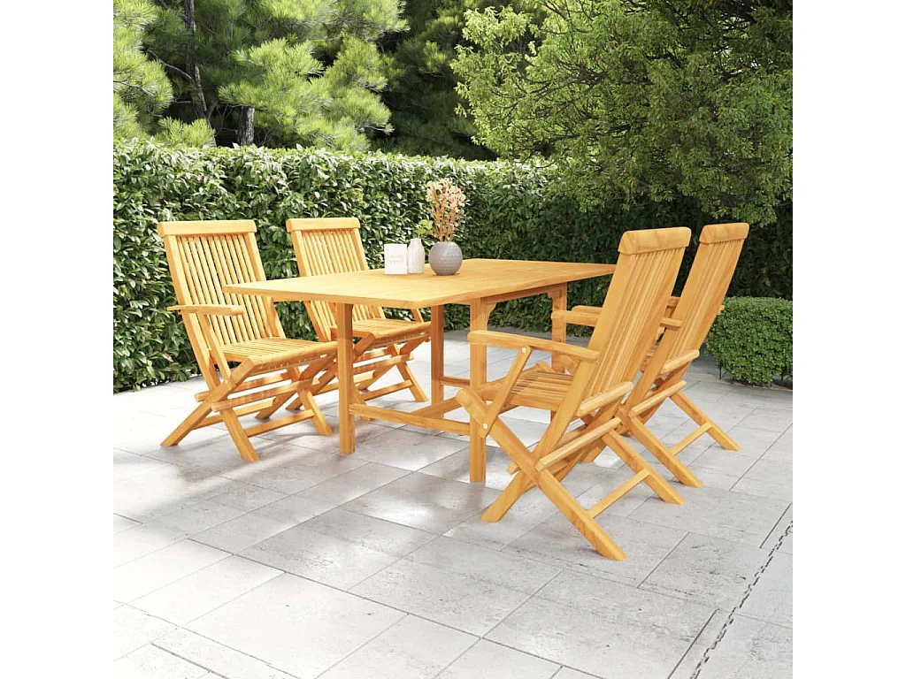 Jacques-Sébastien  Salon de jardin 5 pcs Bois de teck massif