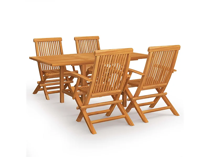 Jacques-Sébastien  Salon de jardin 5 pcs Bois de teck massif