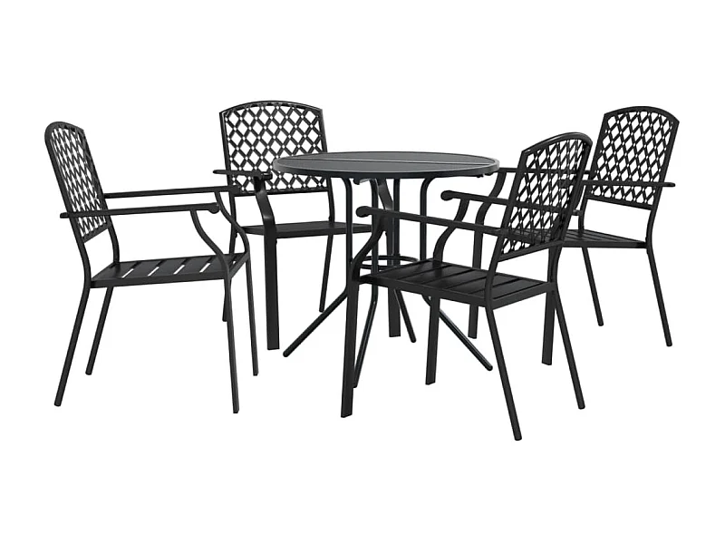 Yero  Ensemble de chaises de jardin empilables 5 pcs anthracite