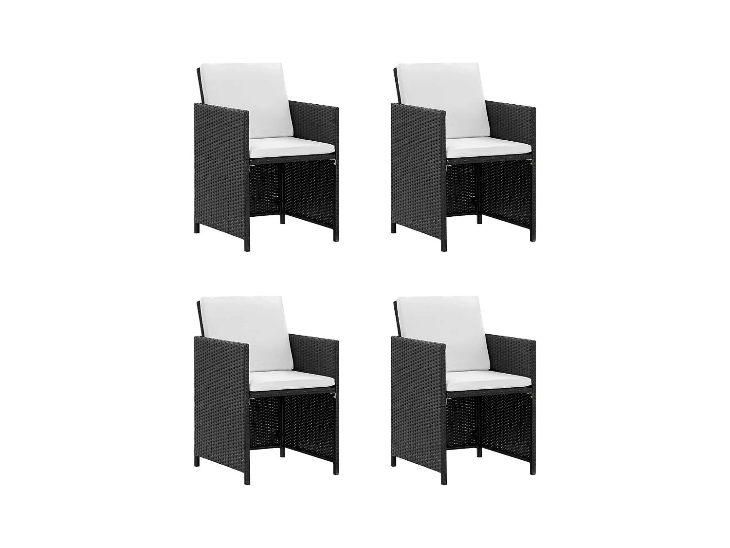 Siracusa  Salon de jardin encastrable 5 pcs et coussins Rotin Noir