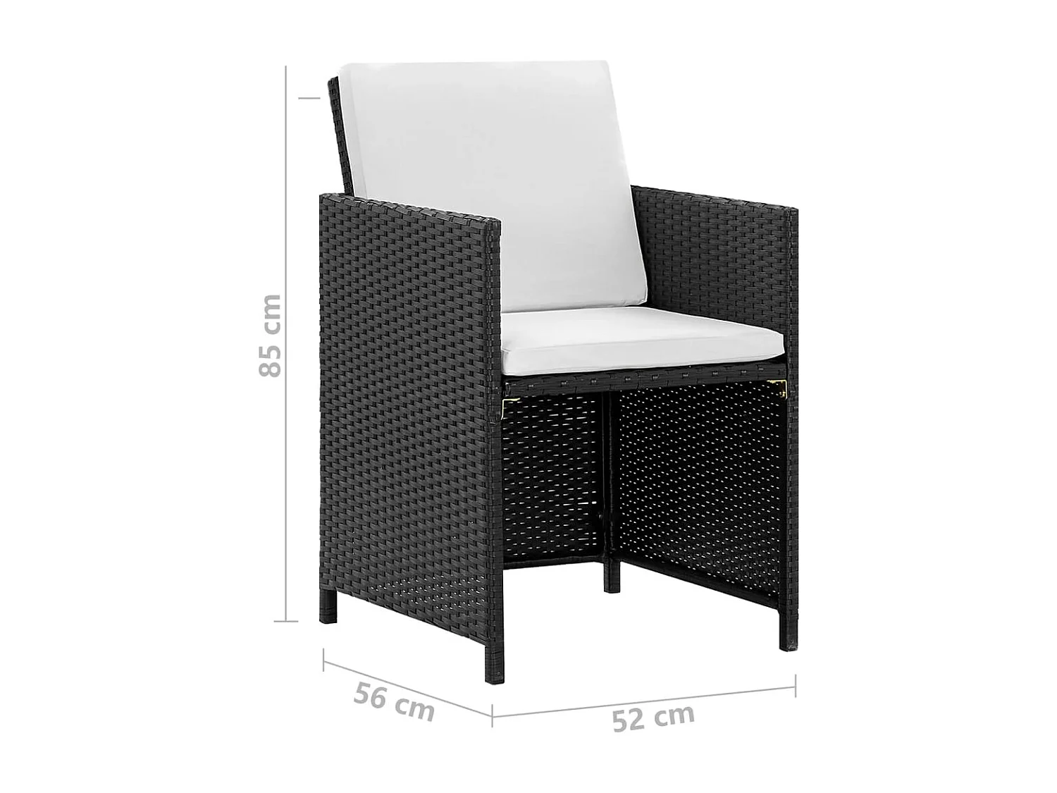 Siracusa  Salon de jardin encastrable 5 pcs et coussins Rotin Noir