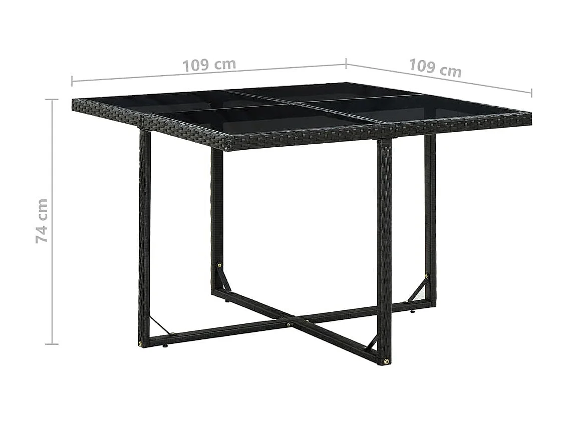 Siracusa  Salon de jardin encastrable 5 pcs et coussins Rotin Noir