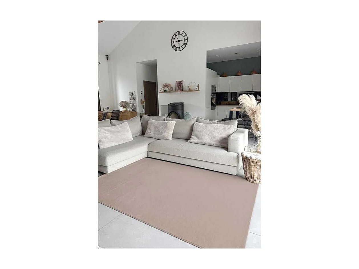 Tapis uni lavable en machine AVIGNON Taupe 80*150