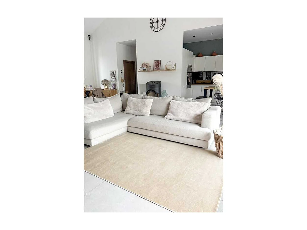 Tapis uni lavable en machine AVIGNON Beige 150*220