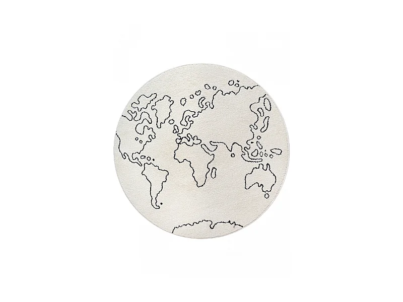 Tapis enfant rond carte du monde NUBIA 42 Crème 120*120