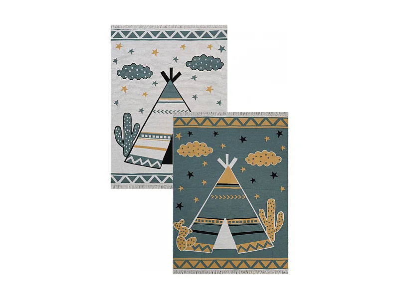 Tapis enfant réversible tipi crème vert COLORADO kids Crème 160*230