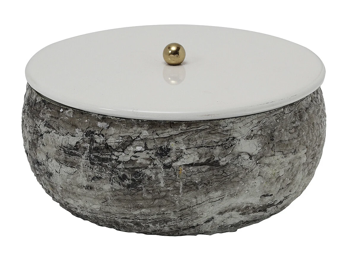 Opbergdoos en mand Mosaic Marble - 16.5x16.5x7.5 cm - Wit