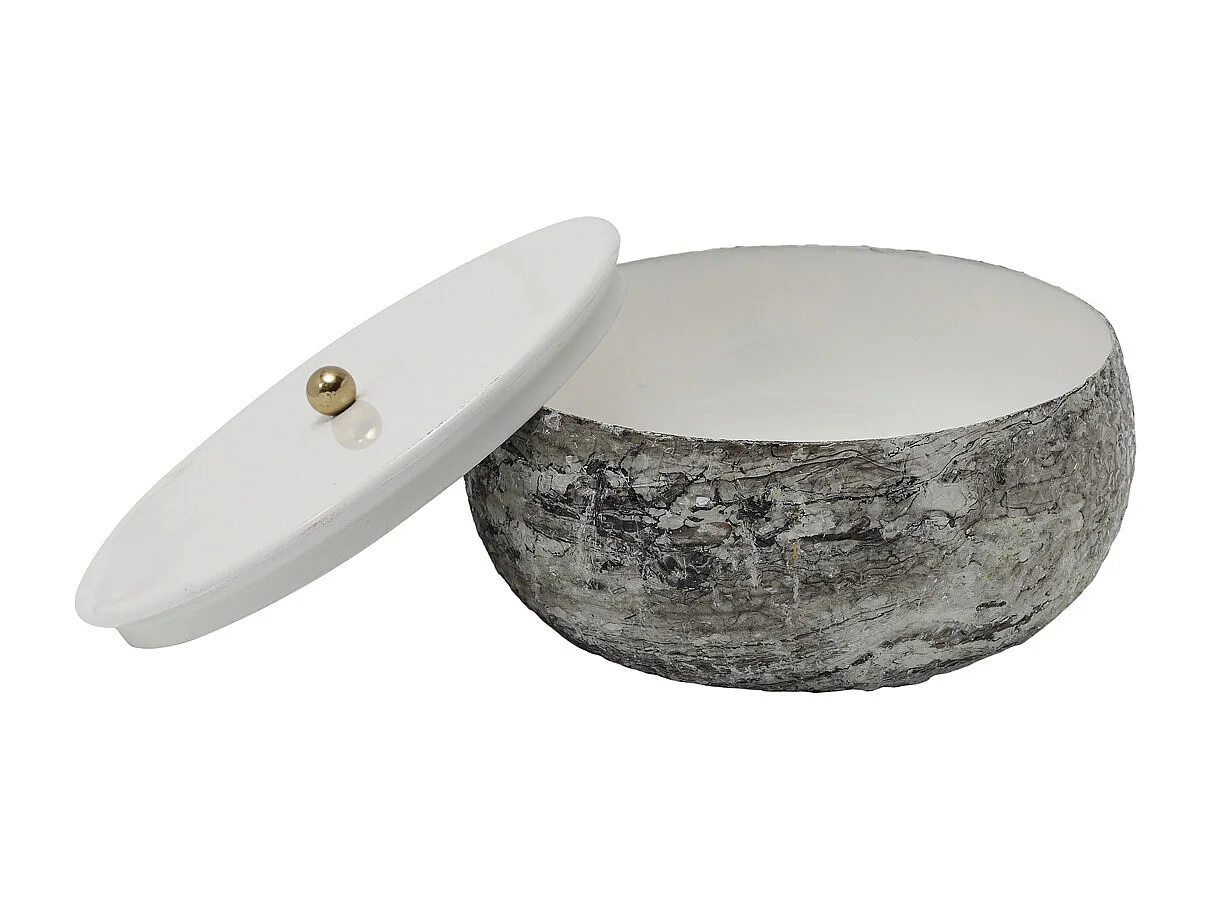 Opbergdoos en mand Mosaic Marble - 16.5x16.5x7.5 cm - Wit