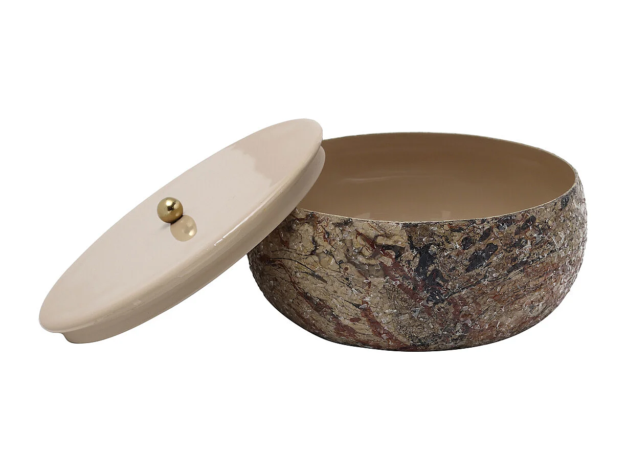 Opbergdoos en mand Mosaic Marble - 16.5x16.5x7.5 cm - Bruin