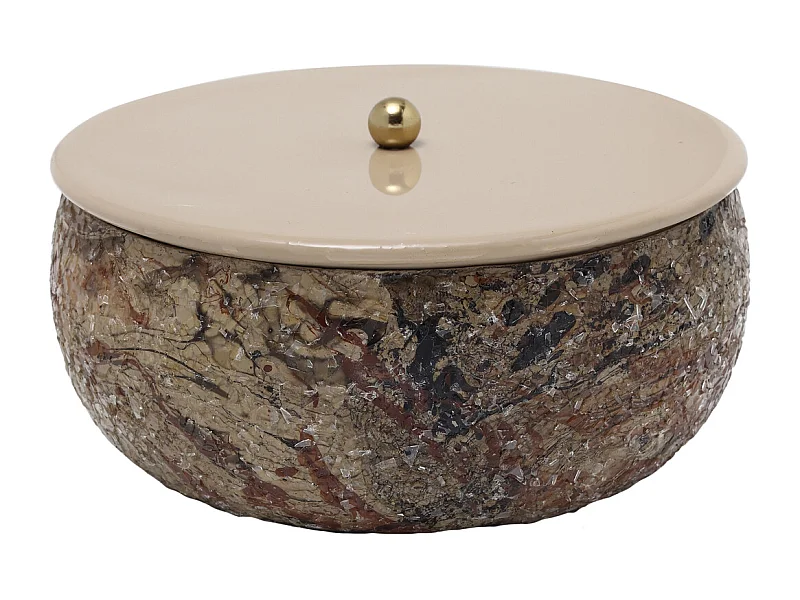 Opbergdoos en mand Mosaic Marble - 16.5x16.5x7.5 cm - Bruin