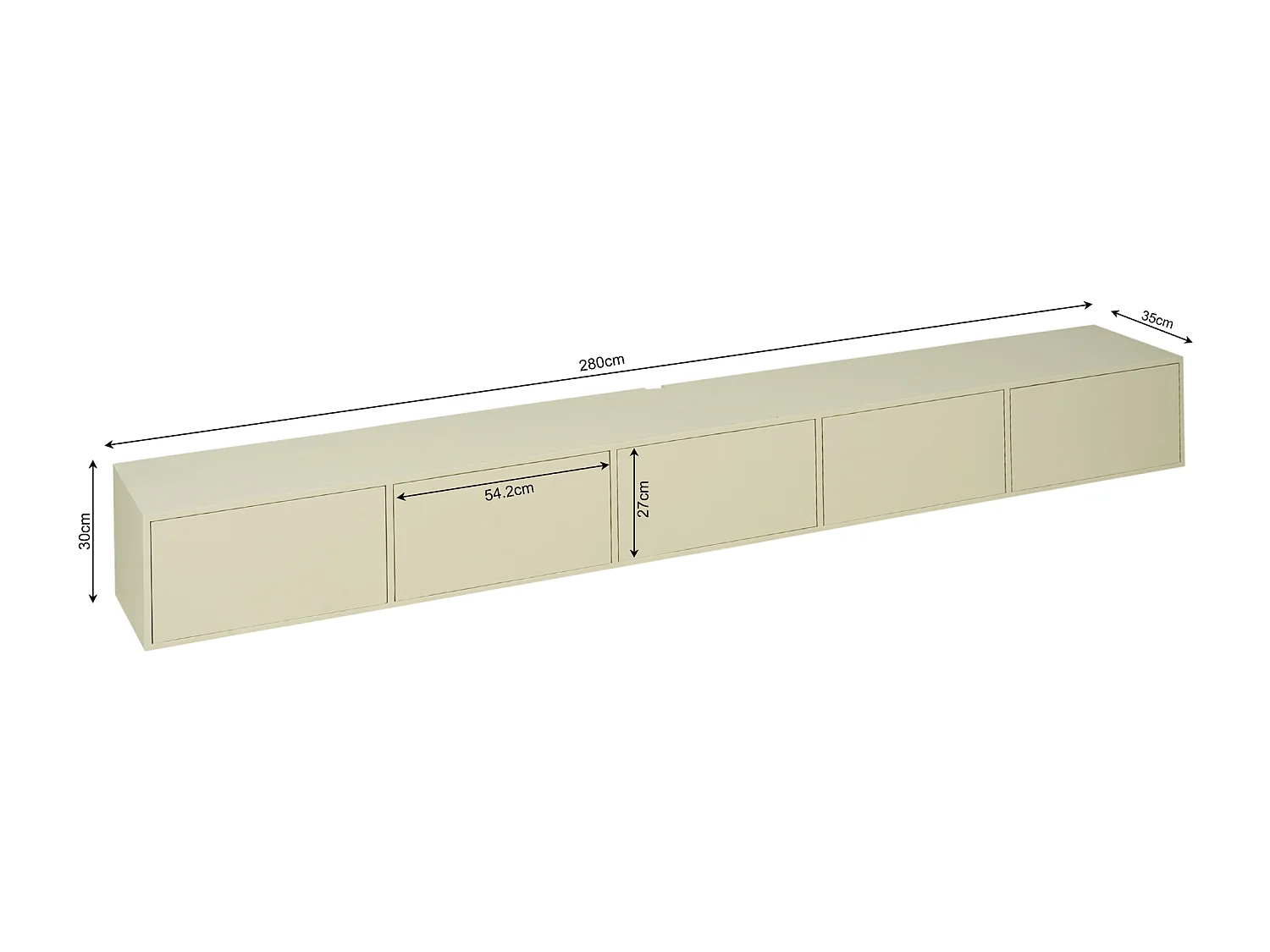 Tv meubel Vision - 30x280x35cm - Beige