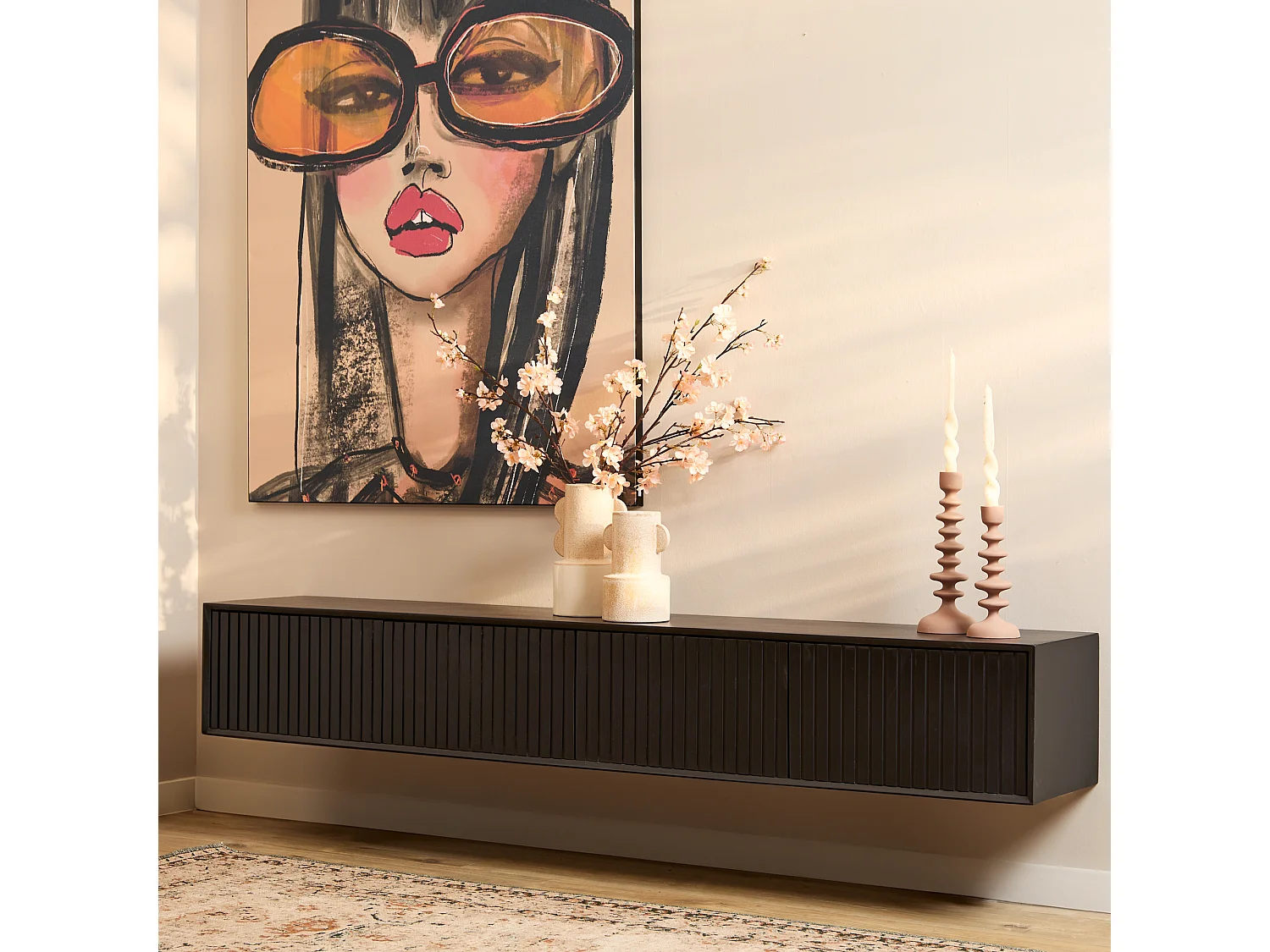 Tv meubel Madison - 35x200x30cm - Zwart