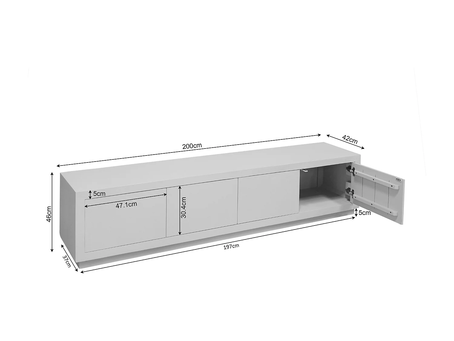 Tv meubel Brussel - 42x200x46cm - Bruin