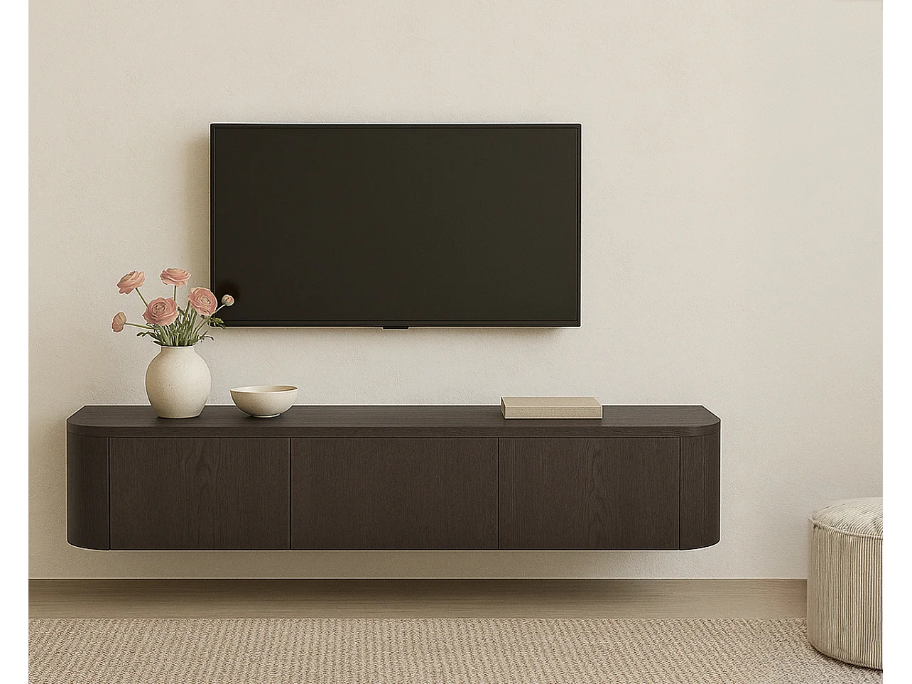 TV-Meubel Novero Espresso Zwevend - 35x180x33cm