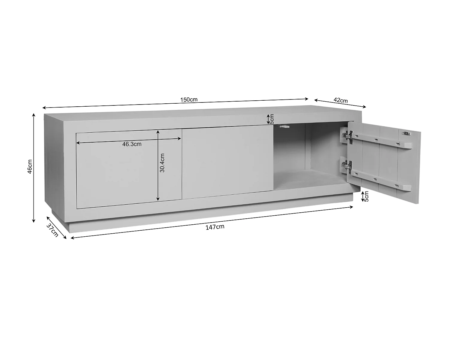 Tv meubel Brussel - 42x150x46cm - Bruin