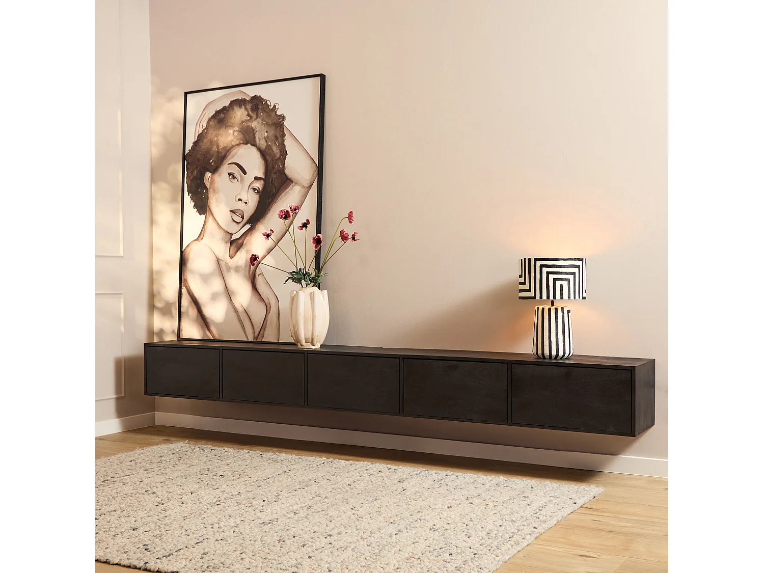 Tv meubel Vision - 30x280x35cm - Zwart