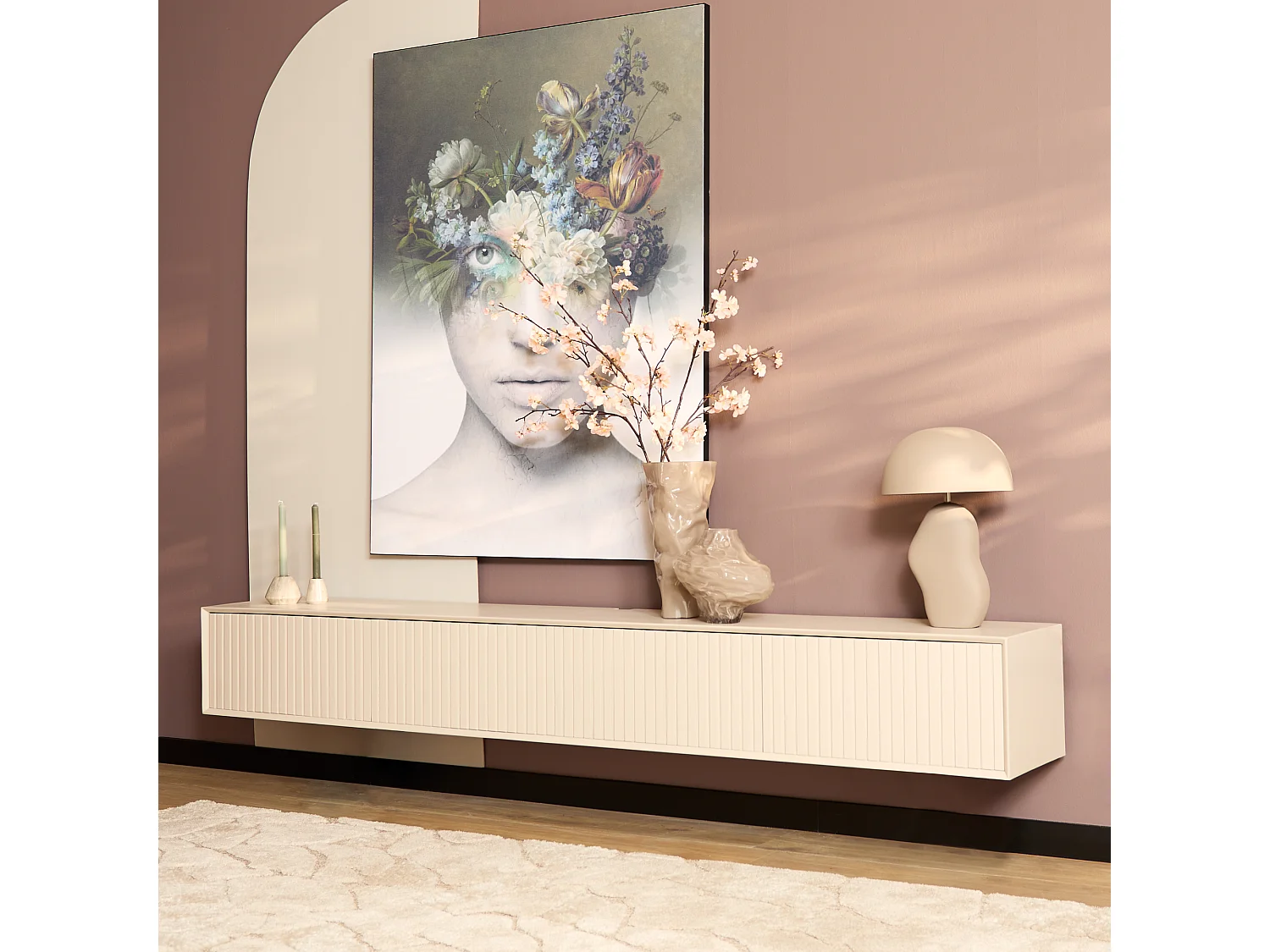 Tv meubel Madison - 35x240x30cm - Beige