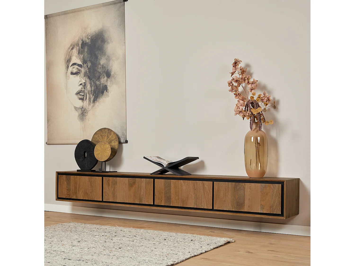 Tv meubel RichWood - 35x240x30cm - Bruin