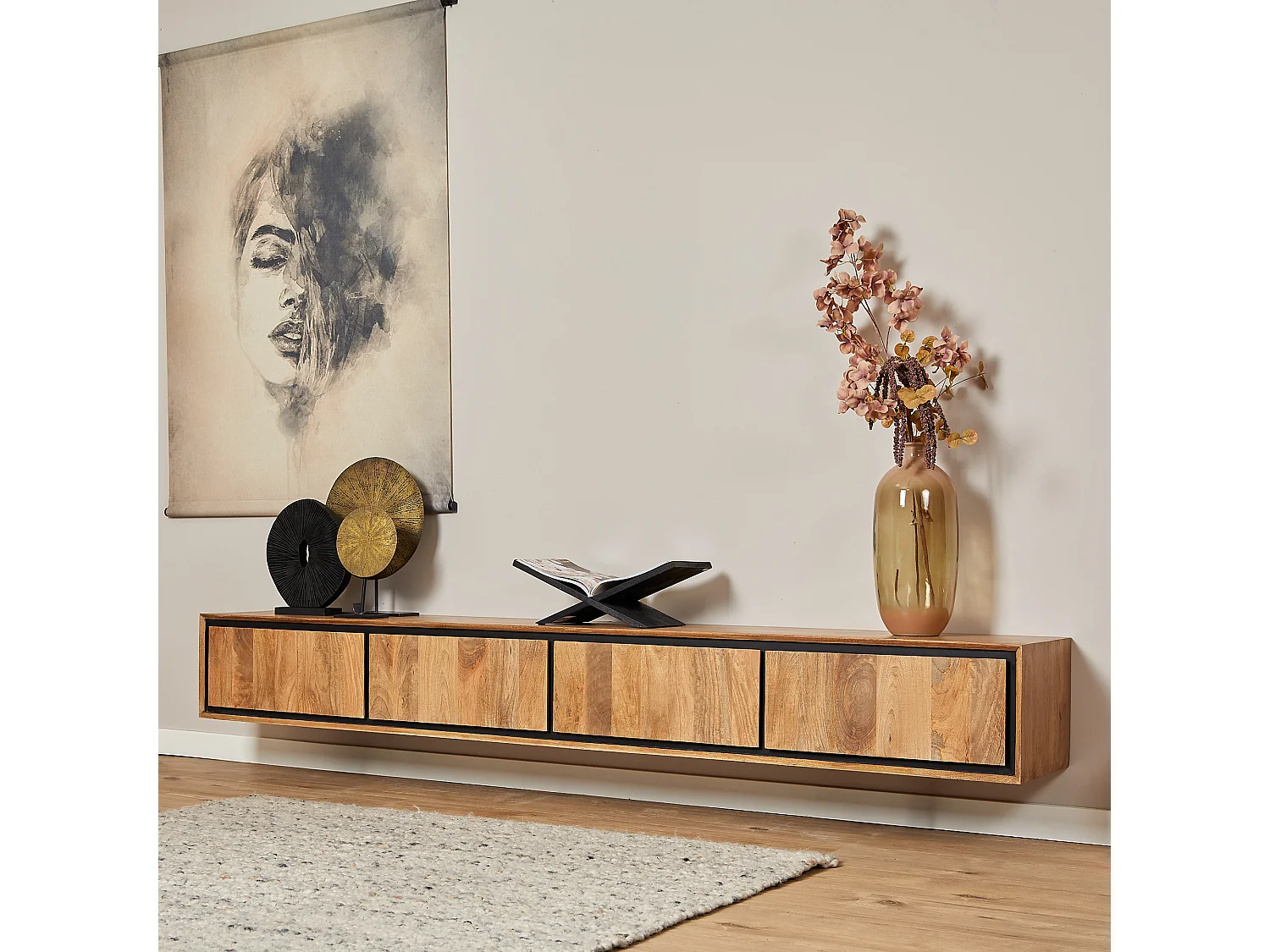 Tv meubel RichWood - 35x240x30cm - Bruin