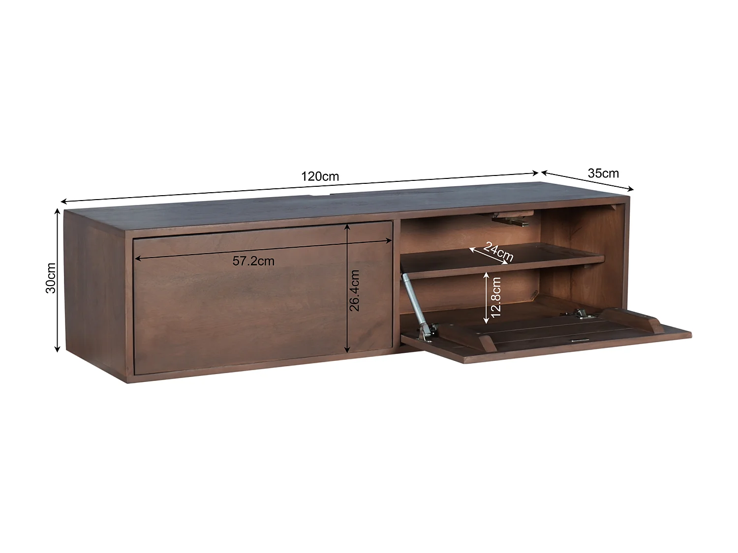 Tv meubel Vision - 30x120x35cm - Bruin