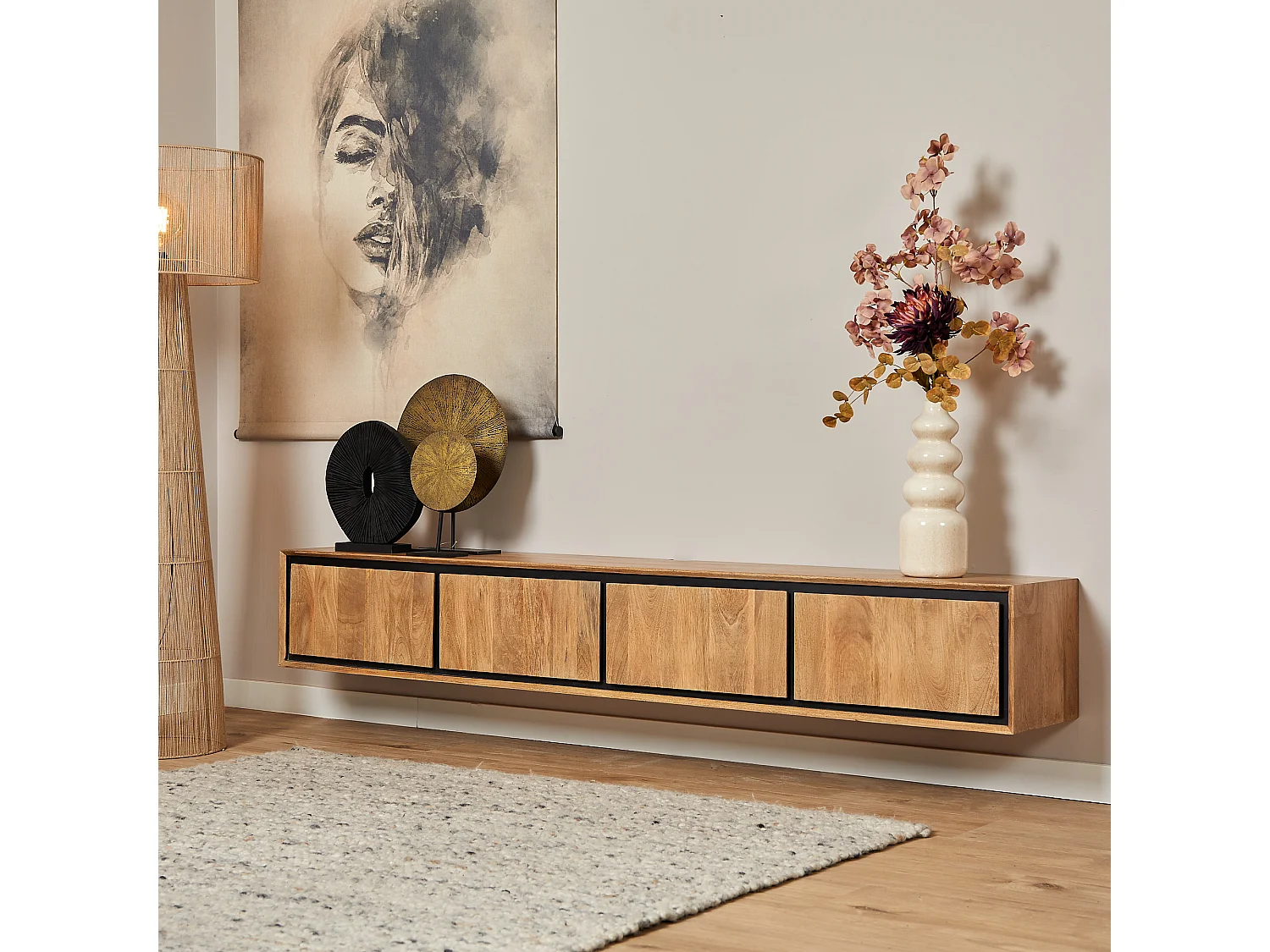 Tv meubel RichWood - 35x200x30cm - Bruin