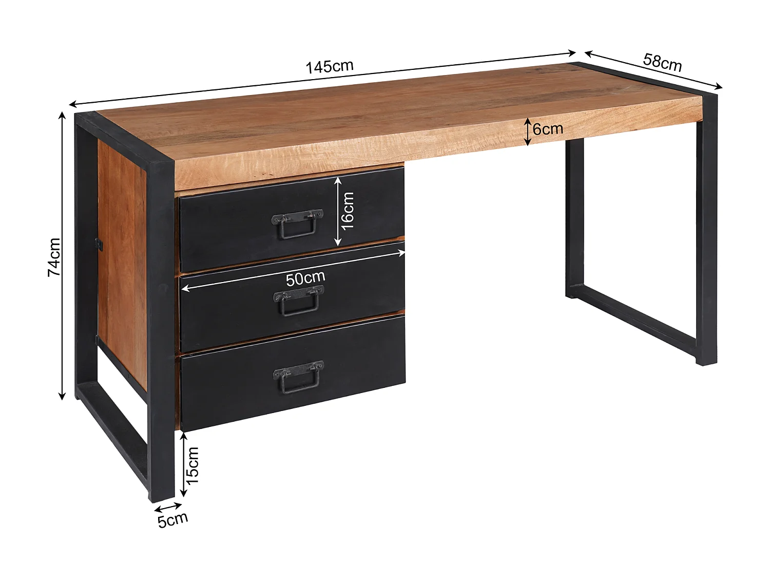 Bureau Boaz - 58x145x74cm - Bruin
