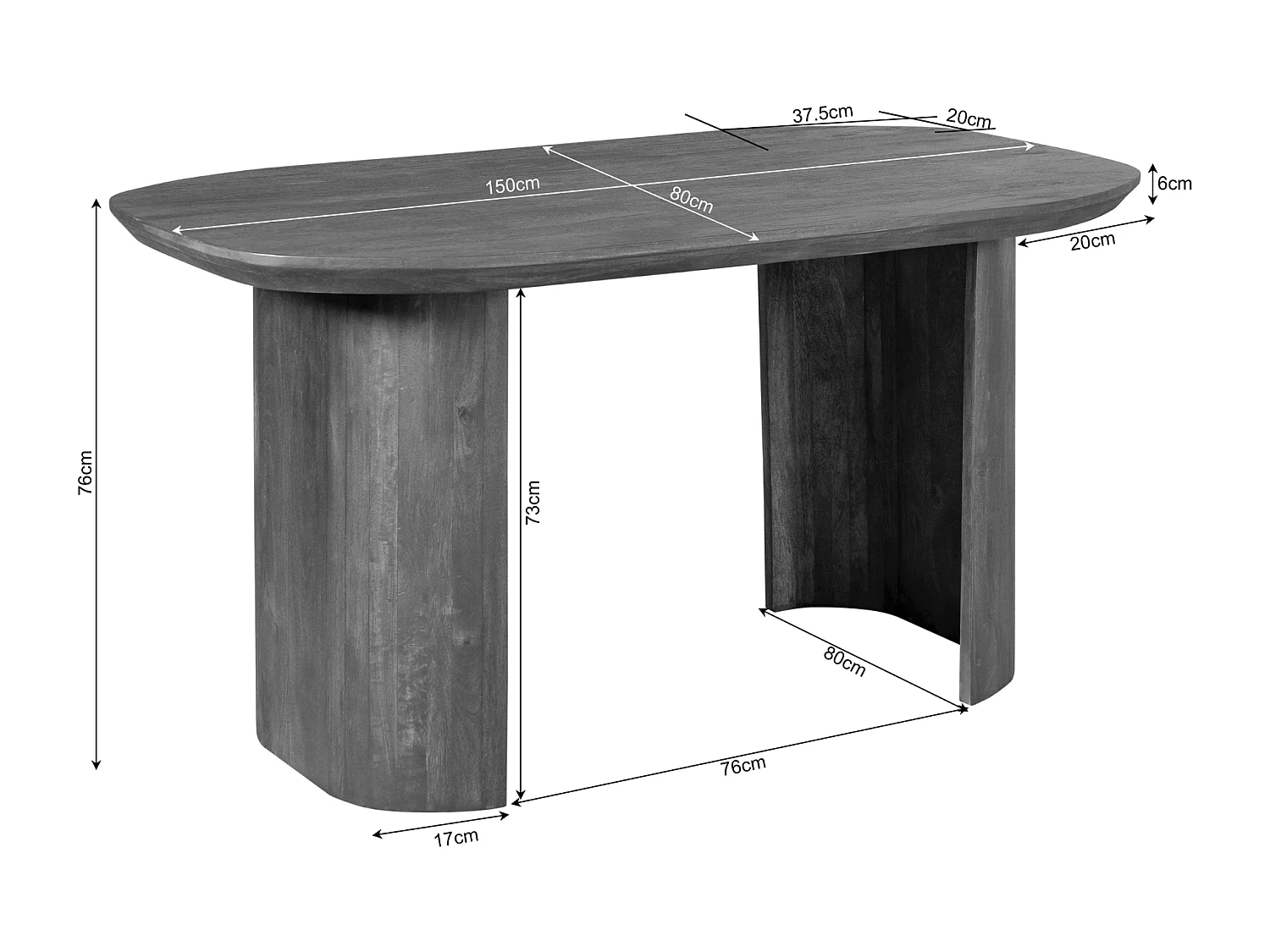 Bureau Maré - 89x150x76cm - Bruin