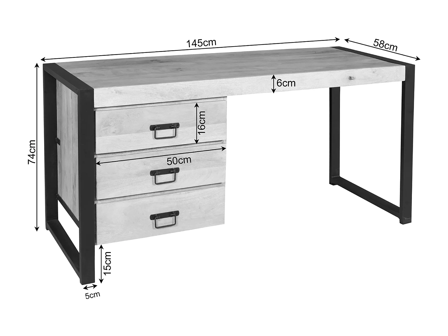 Bureau Boaz - 58x145x74cm - Bruin