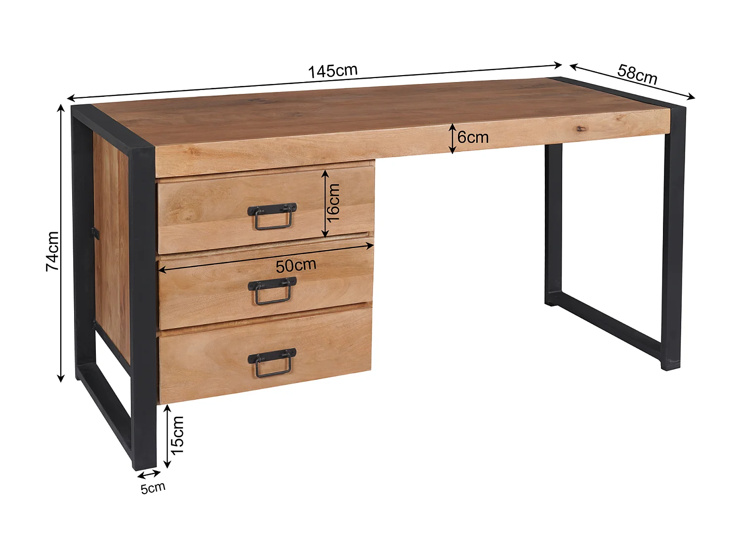 Bureau Boaz - 58x145x74cm - Bruin