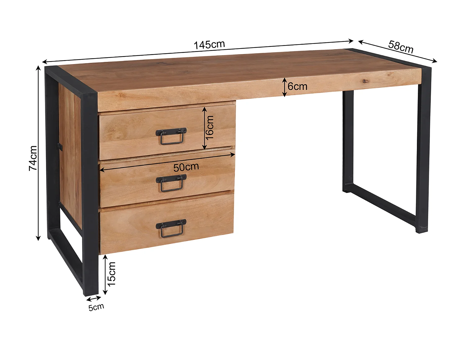 Bureau Boaz - 58x145x74cm - Bruin