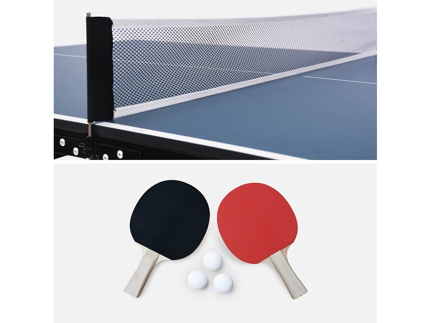 Mesa de ping pong plegable para exterior con 2 raquetas y 3 pelotas,