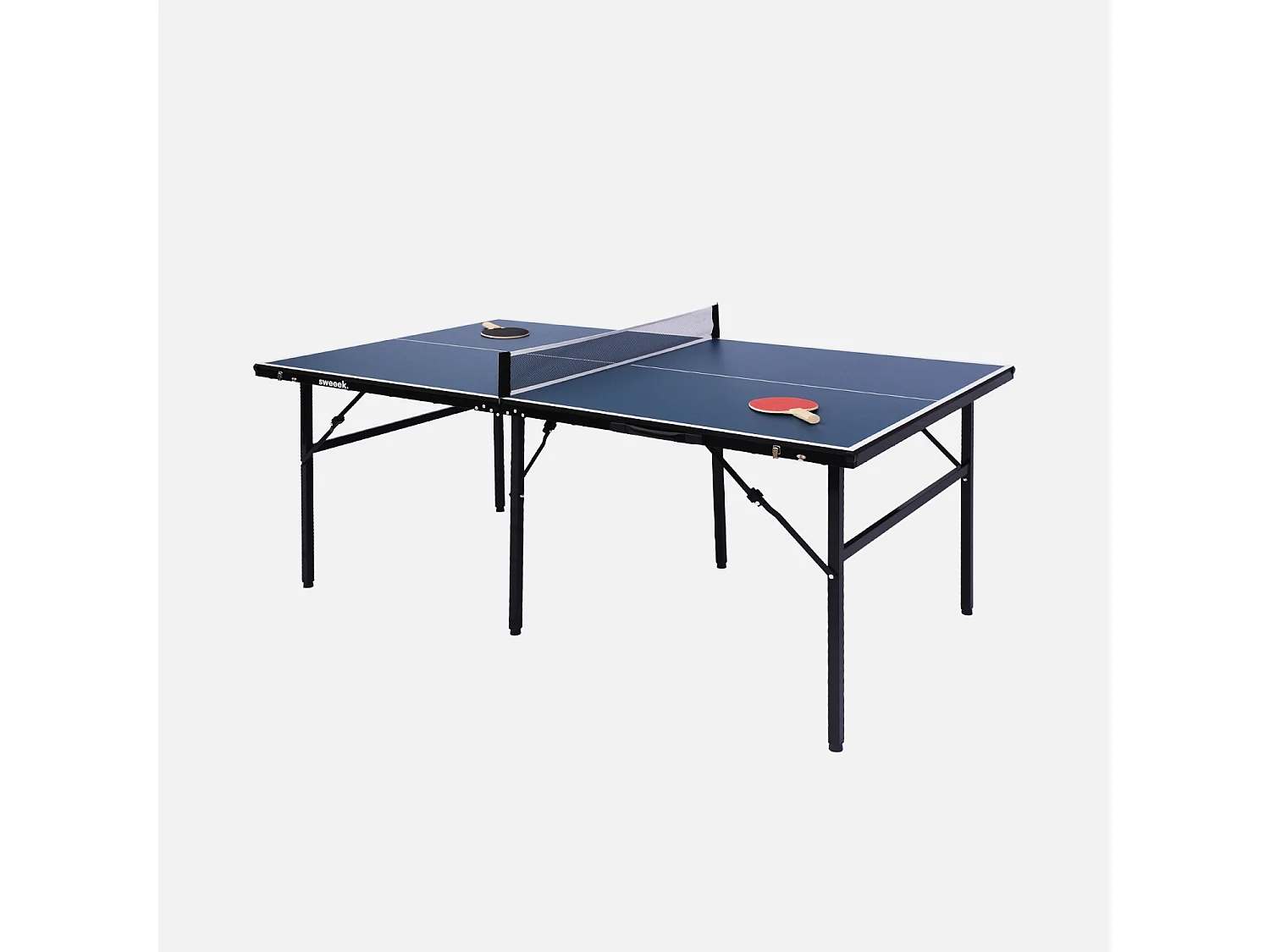 Table de ping pong d'intérieur médium. bleu. avec 2 raquettes et 3 balles