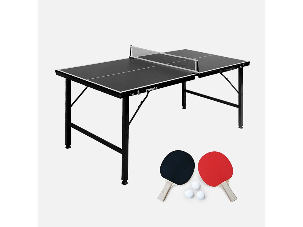 Mini tavolo da ping pong pieghevole per interni con 2 racchette e 3
