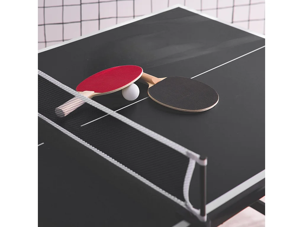 Mini tavolo da ping pong pieghevole per interni con 2 racchette e 3