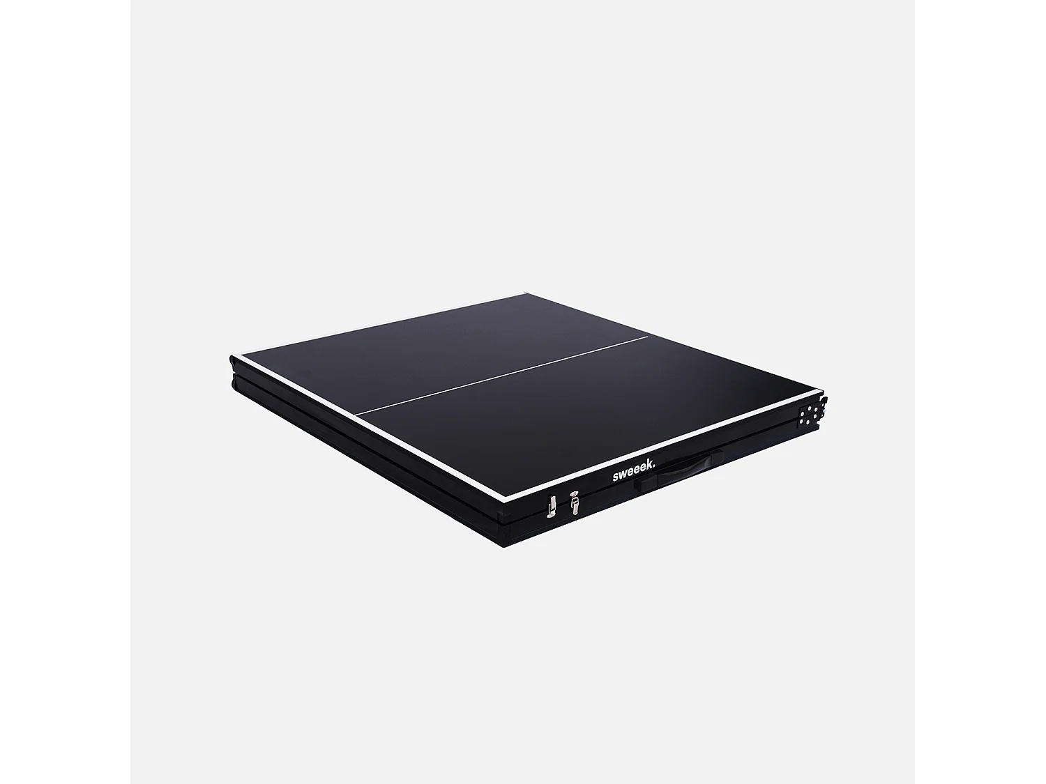 Table de ping pong d'intérieur médium. noir.  avec 2 raquettes et 3 balles