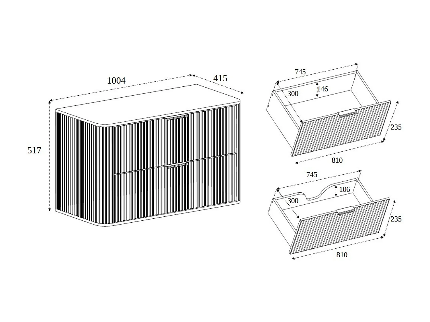 Badezimmer-Waschtischunterschrank, wandhängend, Eiche-Nussbaum, 100 x 51,7 x 41,5 cm