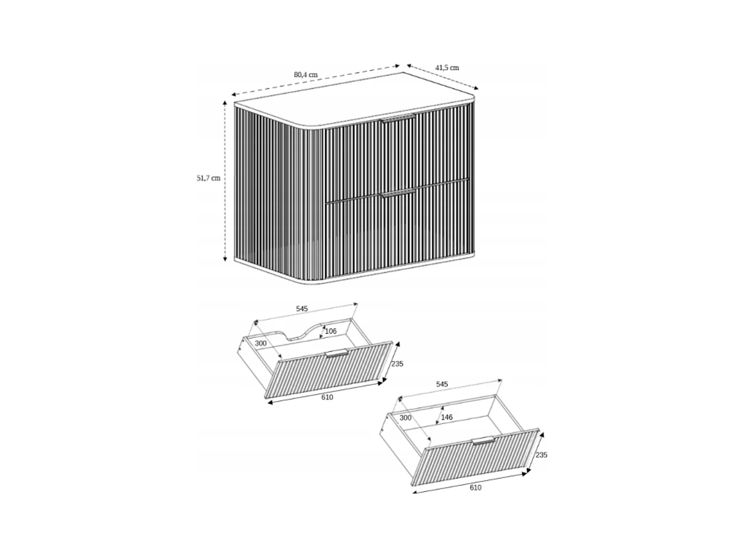 Meuble vasque suspendu pour salle de bain, chêne noyer, 80,4 x 51,7 x 41,5 cm