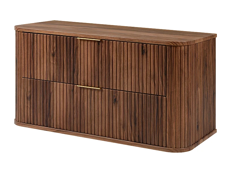 Badezimmer-Waschtischunterschrank, wandhängend, Eiche-Nussbaum, 100 x 51,7 x 41,5 cm