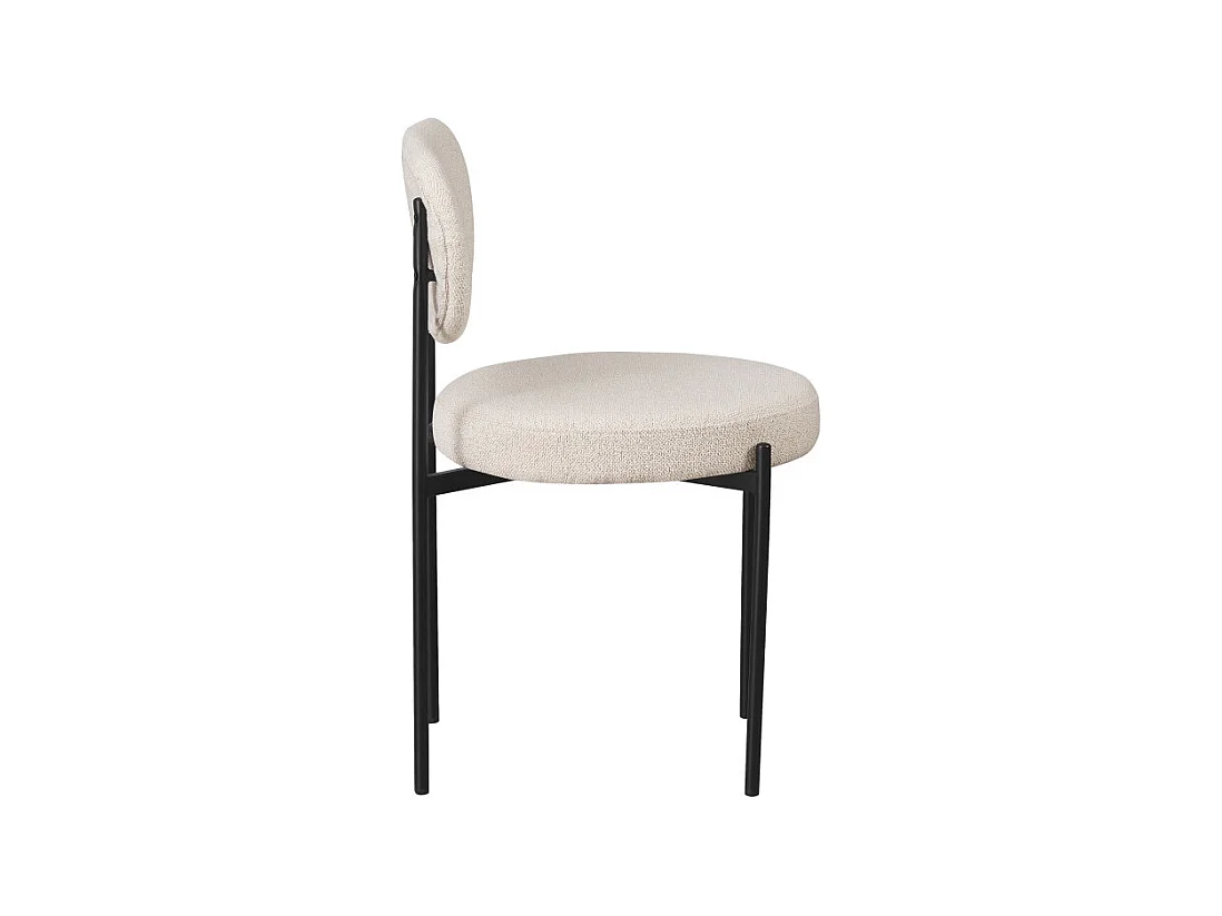 Kyoto - Lot de 2 chaises en tissu bouclette et métal - Écru