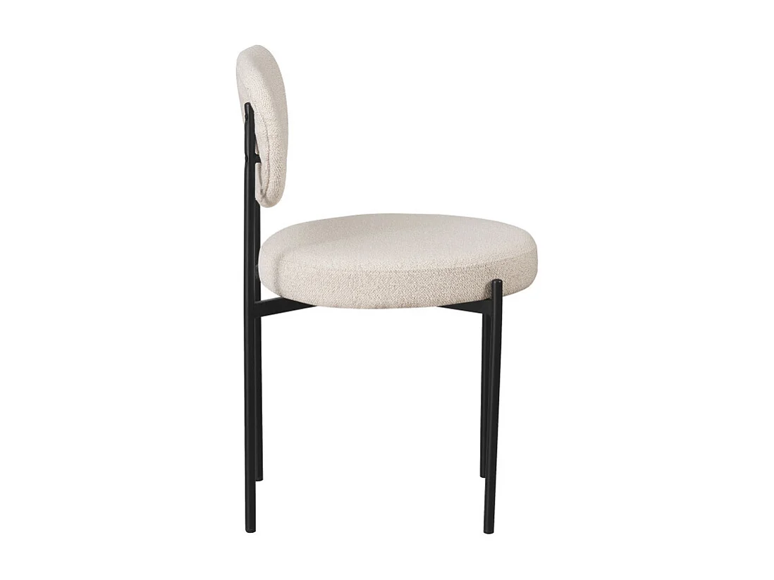 Kyoto - Lot de 2 chaises en tissu bouclette et métal - Écru