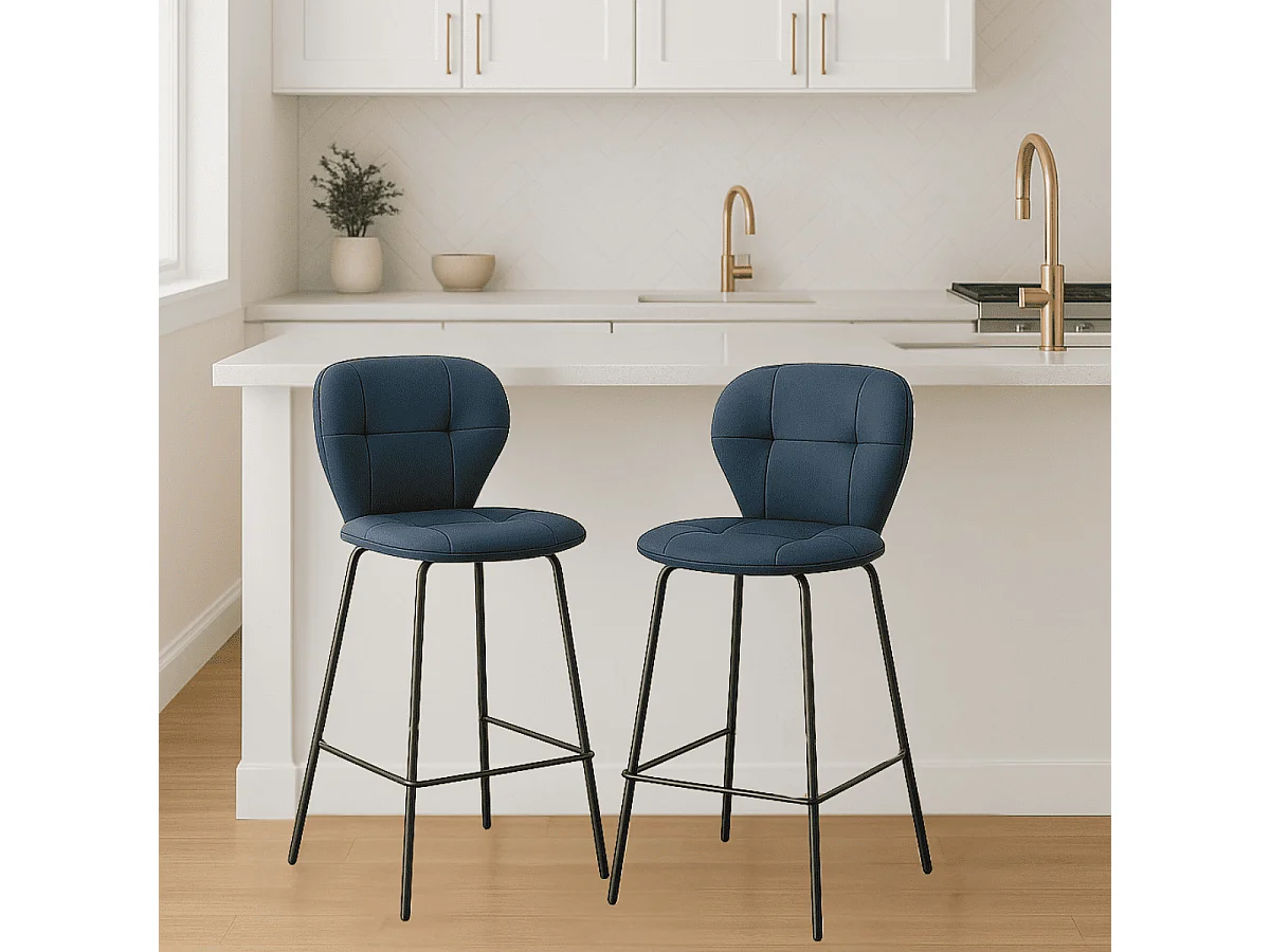 Lot de 2 tabourets avec pieds en métal noir H67 cm - MAURA