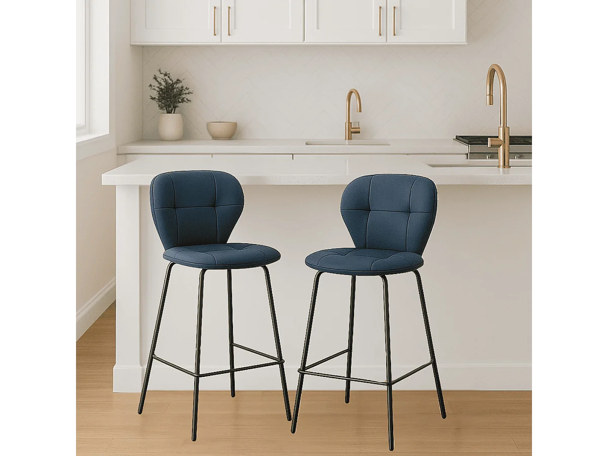 Lot de 2 tabourets avec pieds en métal noir H67 cm - MAURA