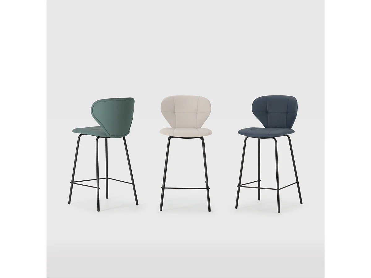 Lot de 2 tabourets avec pieds en métal noir H67 cm - MAURA