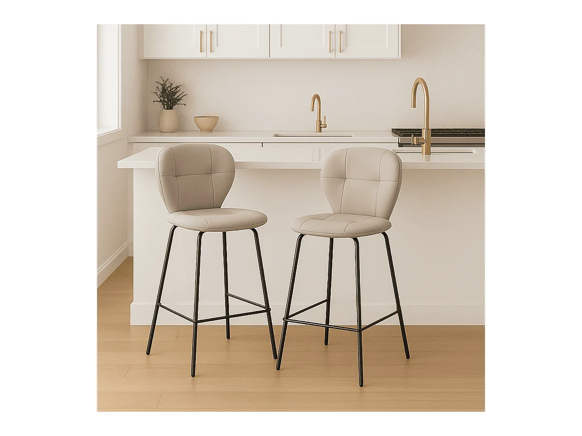 Barkruk Maura - 45x52x67cm - Beige - Set van 2