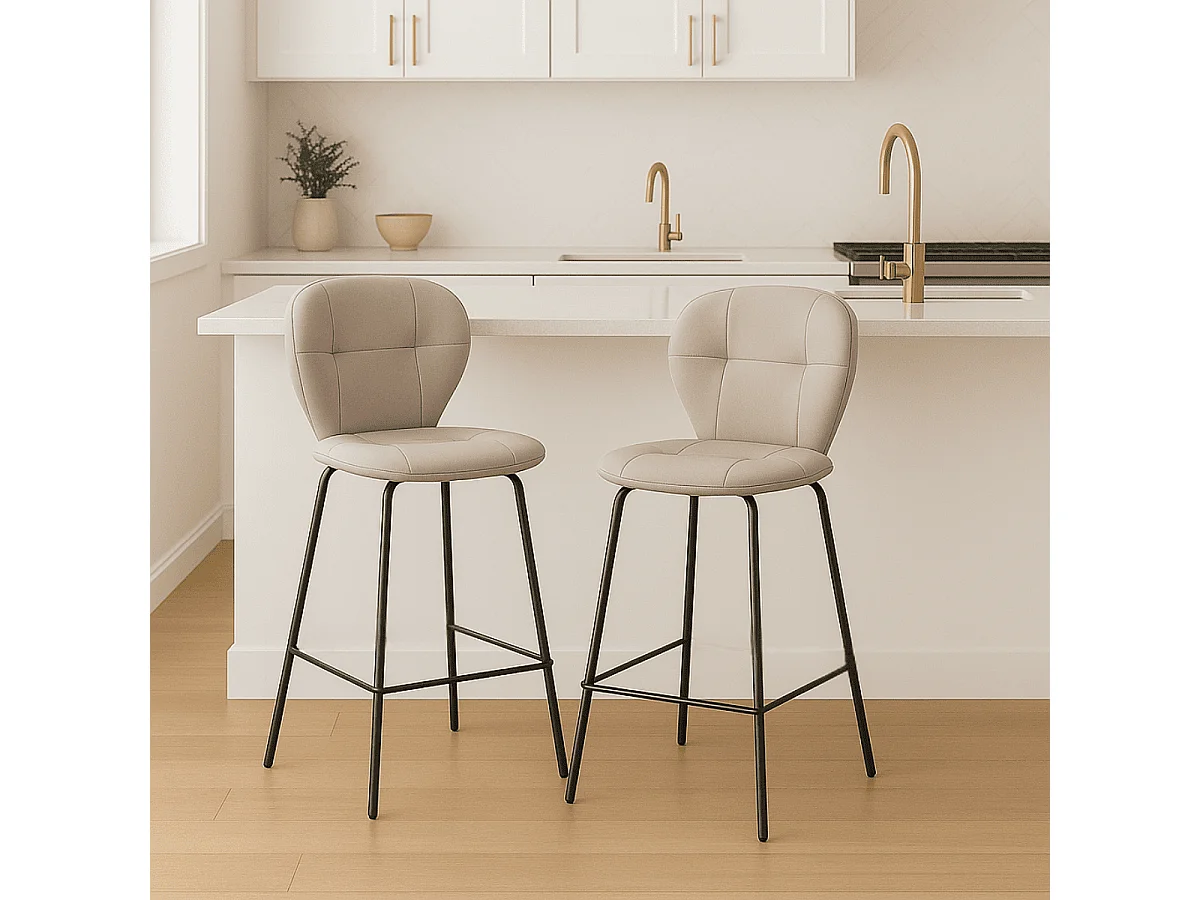 Lot de 2 tabourets avec pieds en métal noir H67 cm - MAURA